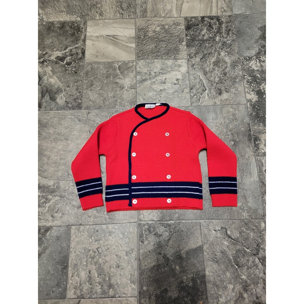 A Little‎ Angel Original Cardigan Red Navy Nautical Stripe Double Breasted 2T
